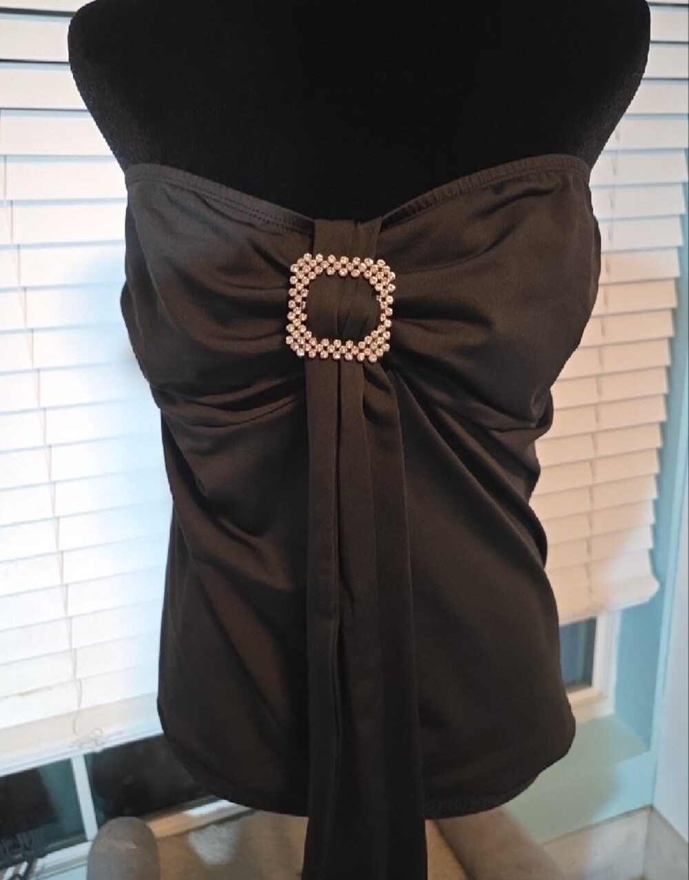 SHEIN Strapless Black Rhinestone-Accent Top - Picture 3 of 4